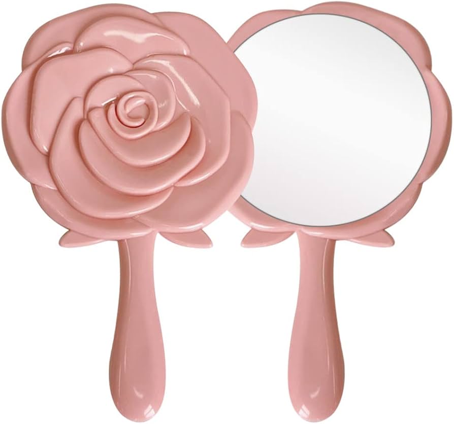 Espejo rosa de mano